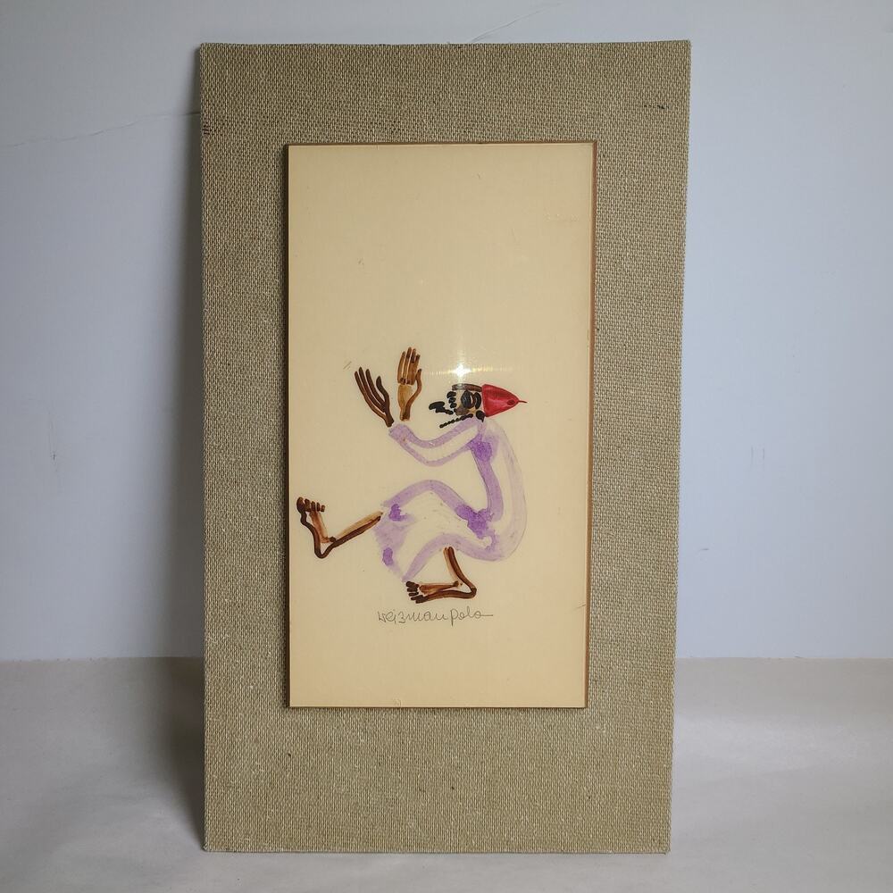 Vintage Judaica Jewish Hasidim Art Judaism Israel Dancer Signed By Weizman Pola